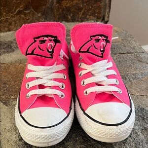Converse Pink Low-Top Sneakers with Panther Logo